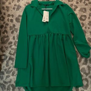 green zara dress